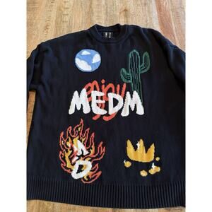 MEDM Mr Enjoy Da Money Campfire Cactus Knit Sweater Men X-Large